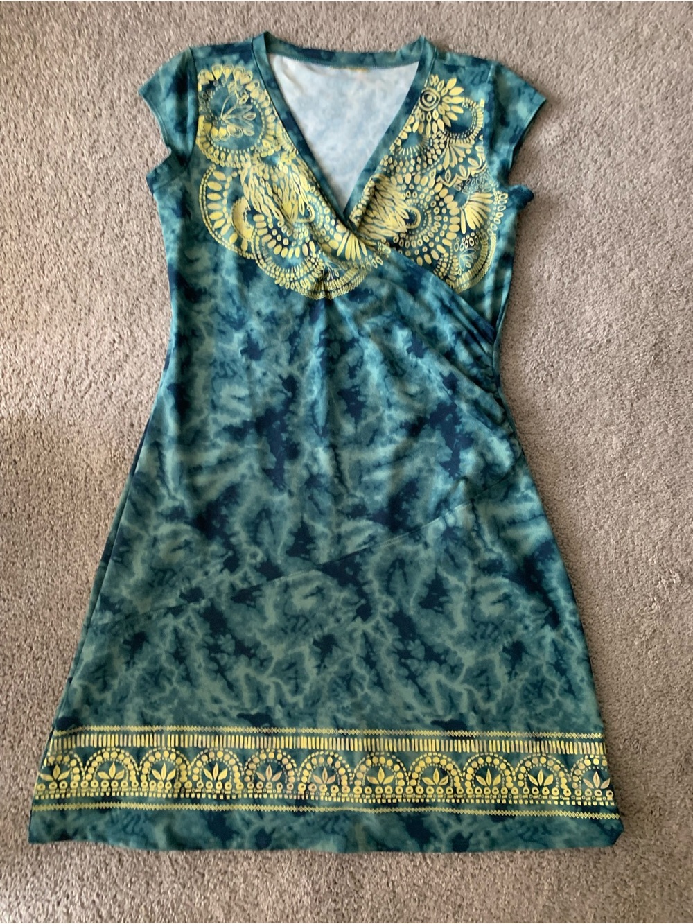 Athleta Wrap Summer Dress with Yellow Trim